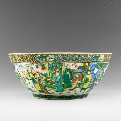 A large Chinese wucai bowl, 19th century