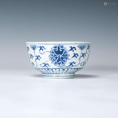 A Chinese blue and white bowl, Guangxu period, Qing dynasty