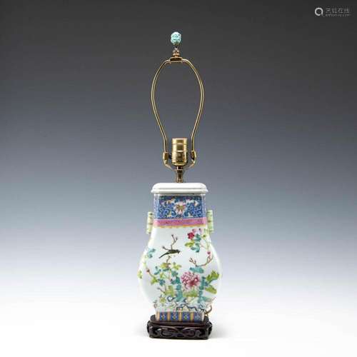 A Chinese famille rose vase lamp, Republic period