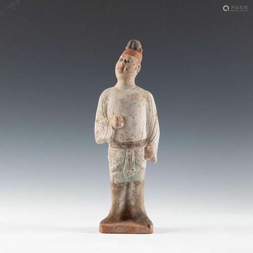 A Chinese pottery warrior figure, Tang dynasty