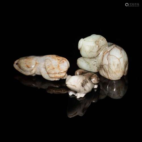 Three Chinese carved jade animals, Ming/Qing dynasty