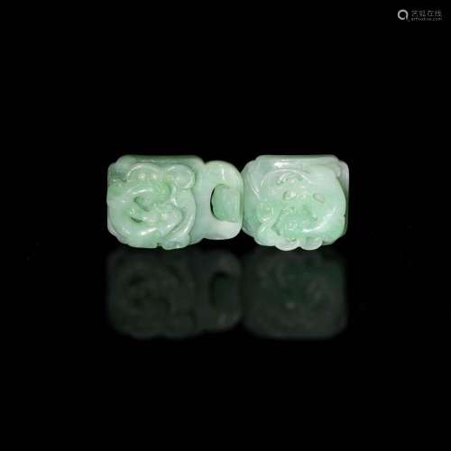 A Chinese jadeite chilong buckle, 19th century