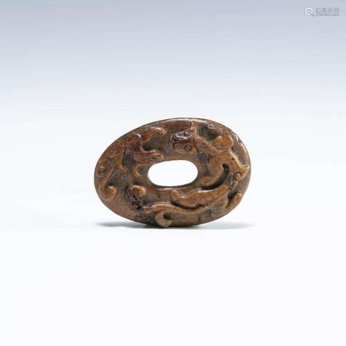 A Chinese jade chilong bi, Song dynasty