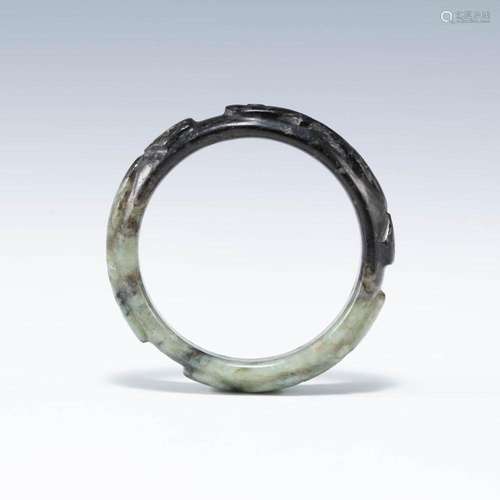 A Chinese jade bangle with cats, Ming dynasty or earlier