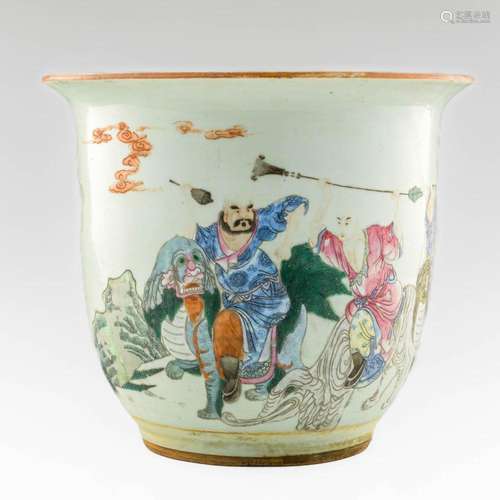 A Chinese famille rose luohan jardiniere, late 19th century