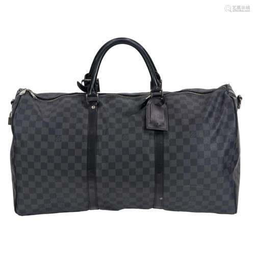 A Louis Vuitton Damier Graphite Keepall weekender bag