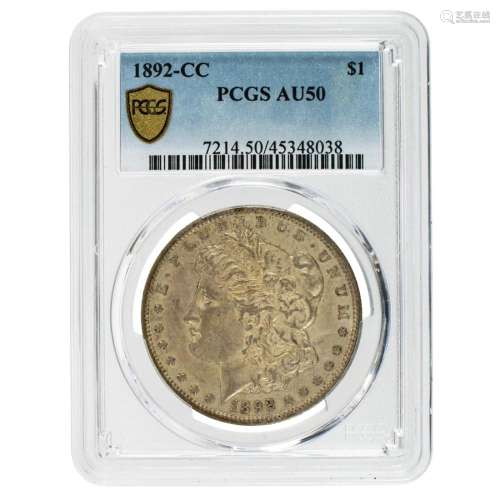 1892 CC Morgan Silver Dollar PCGS Au50