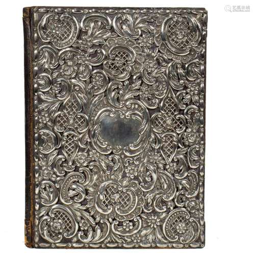 Art Nouveau repousse sterling mounted book journal fashioned...