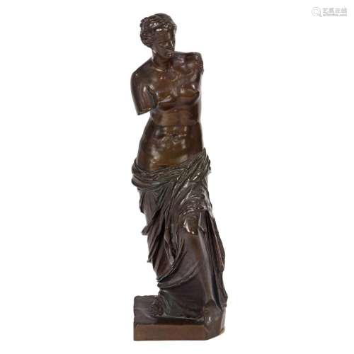 A French patinated bronze figure of the Venus de Milo after ...