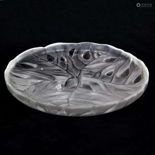 A Lalique frosted and clear glass Barbade pedestal plate