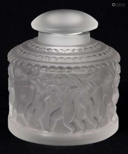 A Lalique frosted glass Les Enfants perfume bottle with stop...