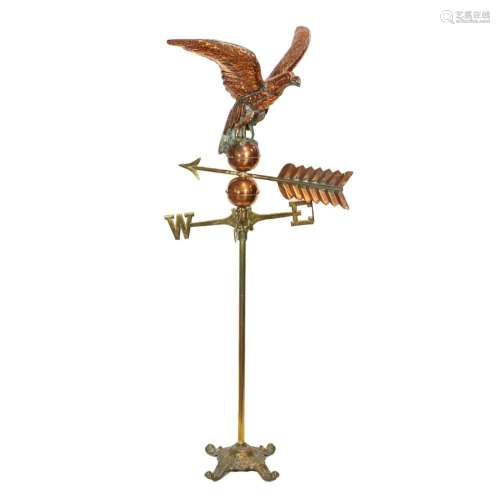 An American copper and brass eagle form weather vane
