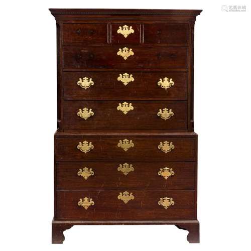 A Georgian style mahogany chest on chest first half 19th cen...