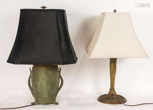 A Modernist patinated bronze table lamp