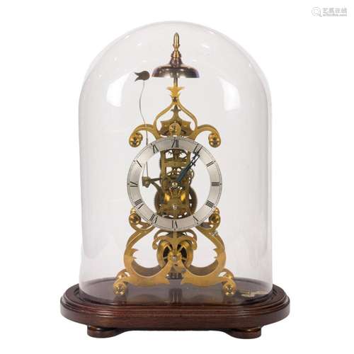 A European style brass skeleton clock with dome