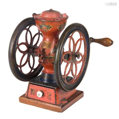 An Enterprise Mfg Co. painted cast iron No. 2 coffee mill