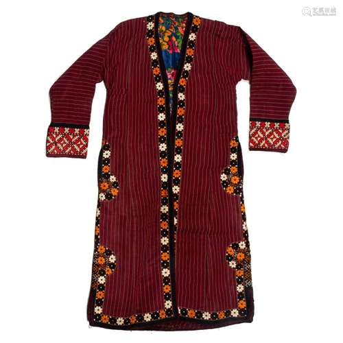 A Turkoman ceremonial embroidered red jacket