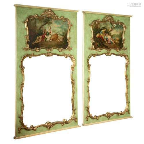 A pair of French trumeau mirrors