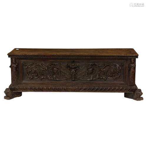 A period Italian Renaissance walnut cassone