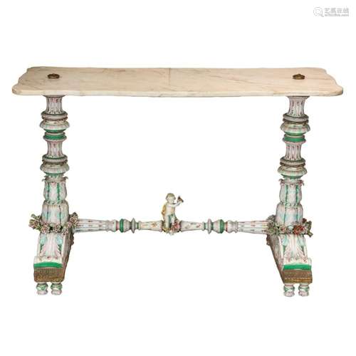 A rare Dresden porcelain console table circa 1900