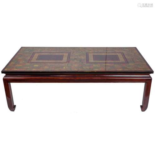 Vietnamese gilt and polychrome lacquered low table