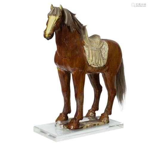 A Chinese Tang dynasty pottery horse