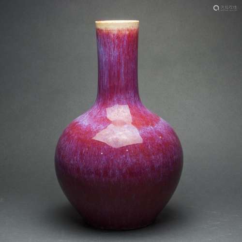 A Chinese flambe glazed porcelain vase