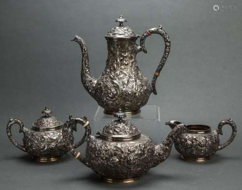 (lot of 4) Chinese export sterling coffee and tea service