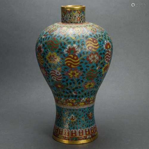 A Chinese Ming dynasty cloisonne enameled gilt bronze meipin...