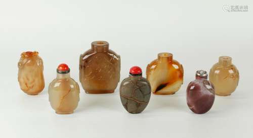 5 Chinese Qing Agate Snuff Bottles 2 Crystal