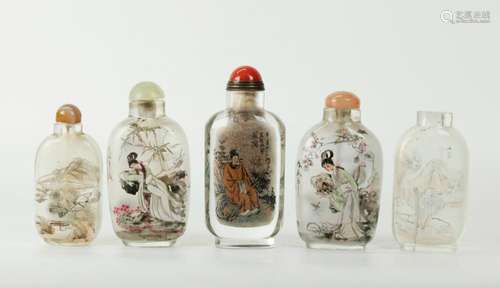 5 Chinese Inside Painted Glass Snuff Bottles