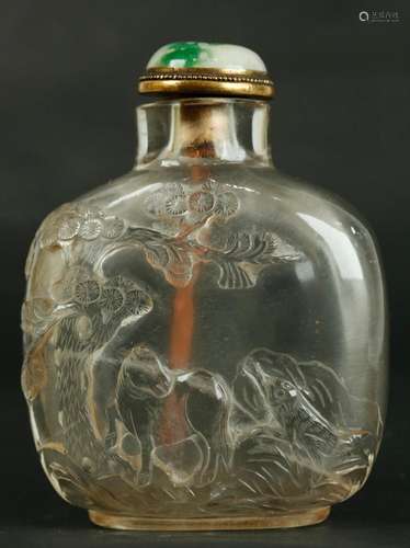 Fine Lg Chinese 19 C Quartz Crystal Snuff Bottle