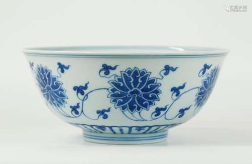 Chinese Blue & White Porcelain Lotus Bowl