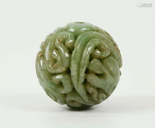 Fine Chinese Qing Green Jadeite Pierced Bead