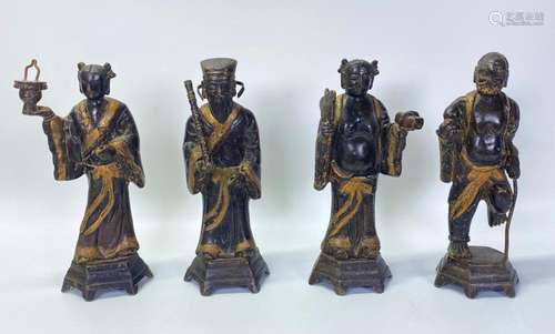 4 Chinese Bronze Standing Immortals