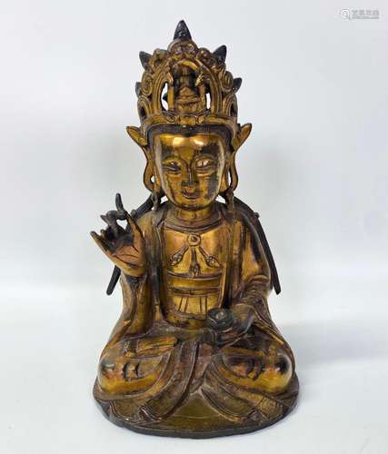 Fine Chinese Ming Dynasty Gilt Bronze Buddha