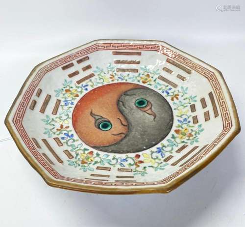 Chinese 19th C Bagua Yinyang Porcelain Bowl