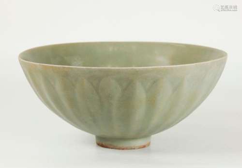 Chinese Song Pale Celadon Porcelain Petal Bowl