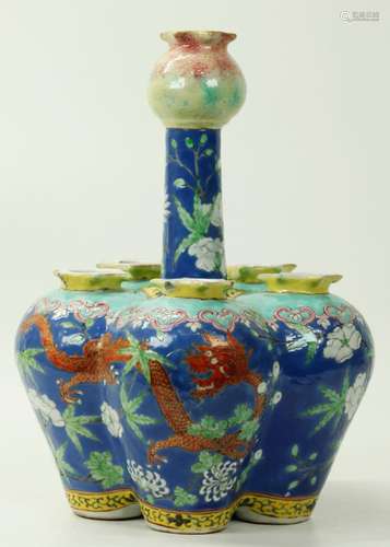 Chinese Qing Da Ya Zhai Dragon Porcelain 6 Pt Vase