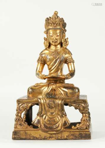 Chinese Gilt Bronze Seated Amitayus Dated 1761