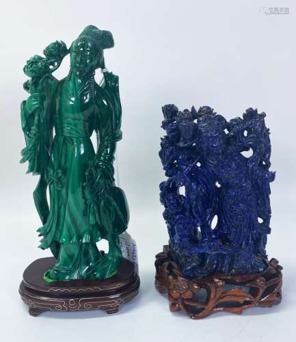 2 Chinese Ladies 1 Lapis Lazuli & 1 Malachite