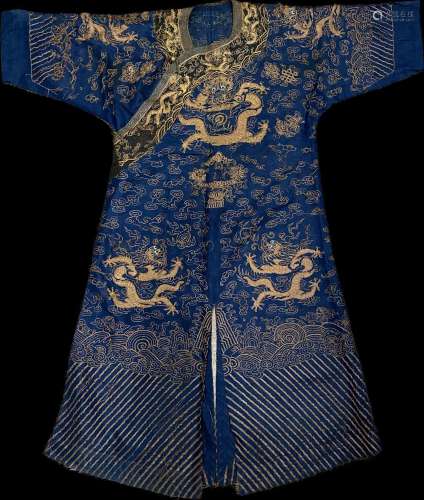 Chinese Qing Summer Dragon Robe Gauze & Gold