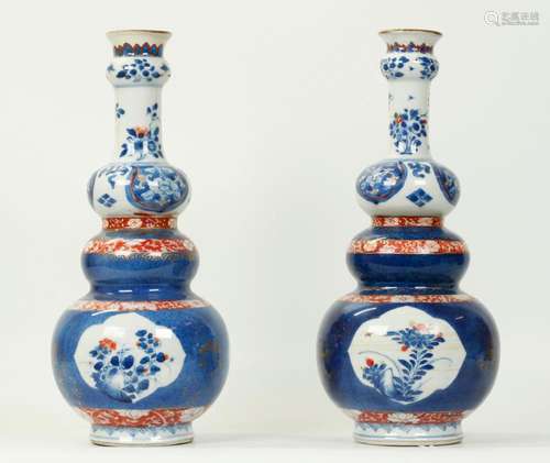 Pr Chinese Kangxi Ca 1700 Porcelain 3 Gourd Vases