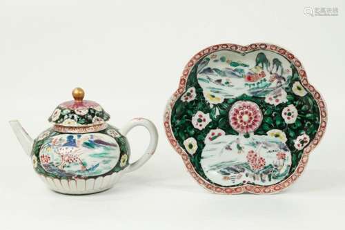 Chinese Yongzheng Export Porcelain Teapot & Tray