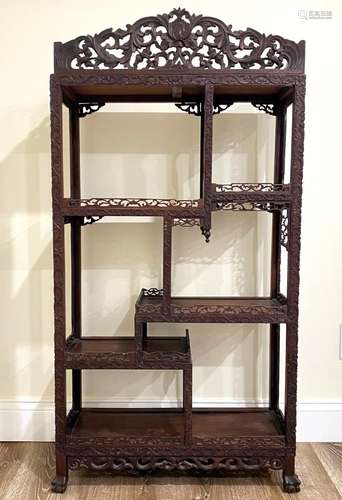 Chinese Display Cabinet Stepped Shelves Carving