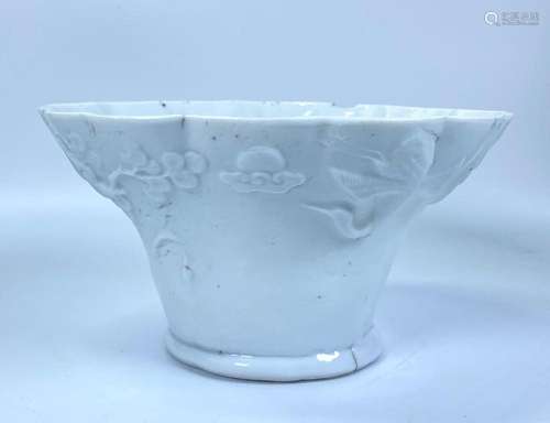 Lg Chinese 18th C Blanc de Chine Porcelain Bowl