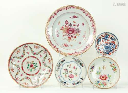 5 Chinese 18 C Export Porcelain Low Bowls