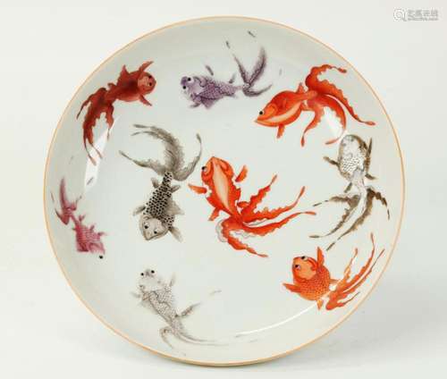 Chinese Goldfish Porcelain Plate