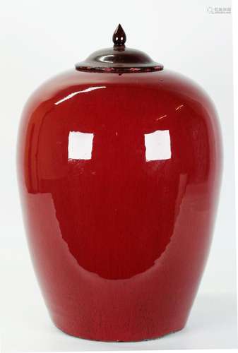 Chinese Underglaze Red Crackle Porcelain Jar