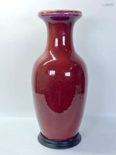 Lg Chinese 19th C Red Crackle Porcelain Vase